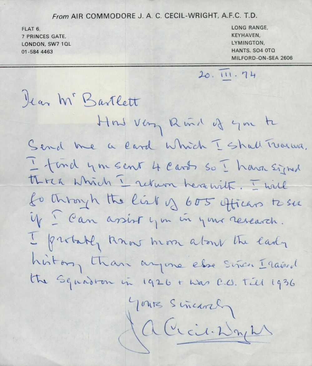Lot 384: Typed Letter Signed by Air Commodore J A...