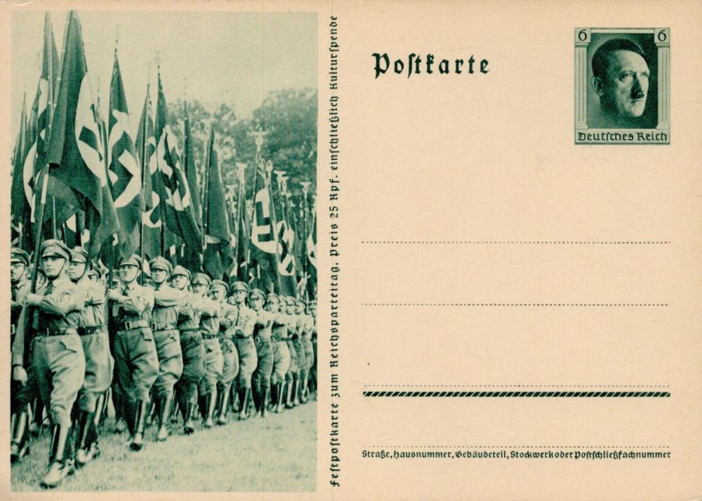 Lot 388: Postcard 3rd Reich Reichsparteitag event SA March under...