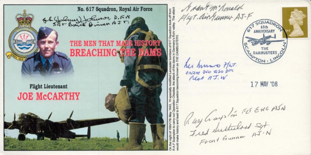 Lot 416: Rare History Breaching the Dams Signed 45 Dambusters...