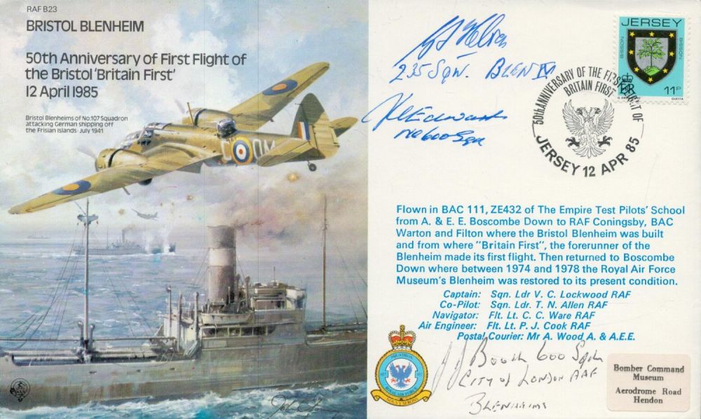 Lot 451: B23a Bristol Blenheim Cover Signed 3 Blenheim Battle...