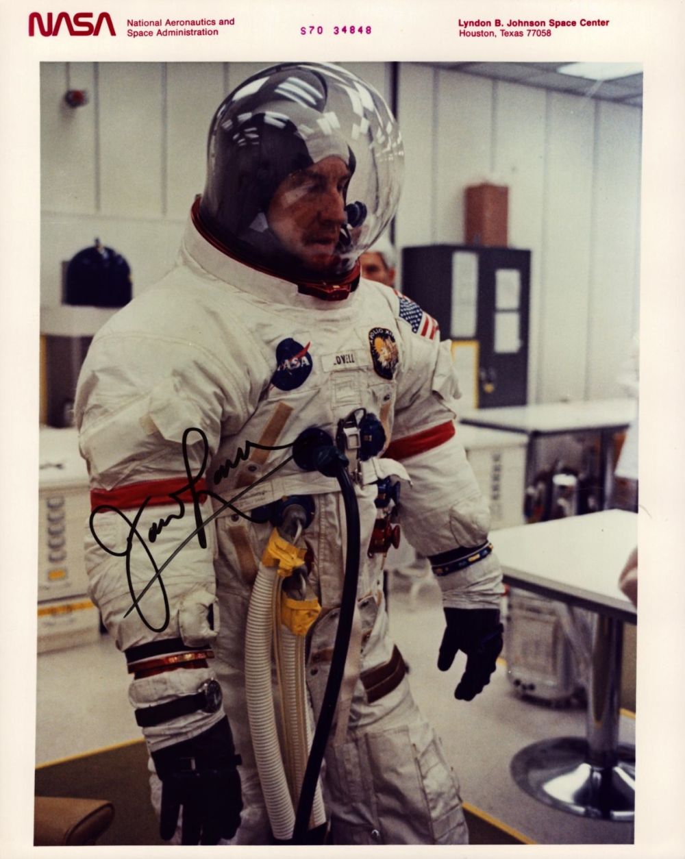 Lot 476: James Lovell JR signed 10x8 inch NASA original...