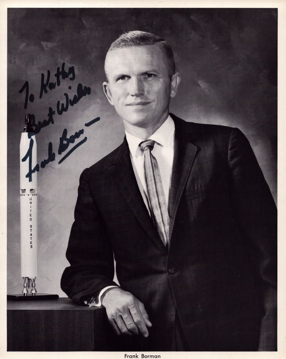 Lot 478: Frank Borman signed NASA original 10x8 inch black...