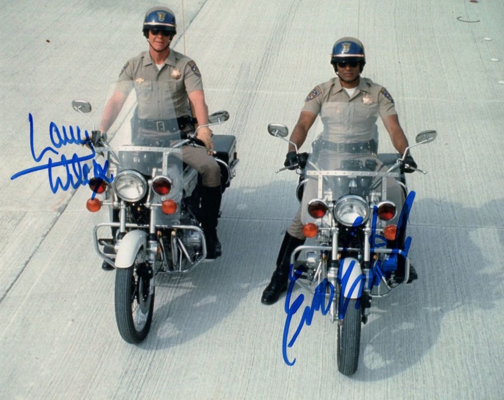Lot 663: CHIPS 1980's TV motorcycle cop series signed by...