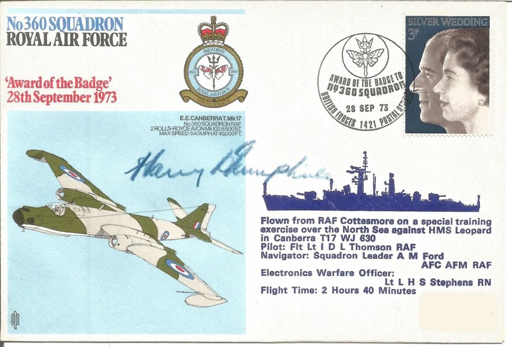 Lot 712: Harry Humphreys Signed No360 Squadron RAF Award of...