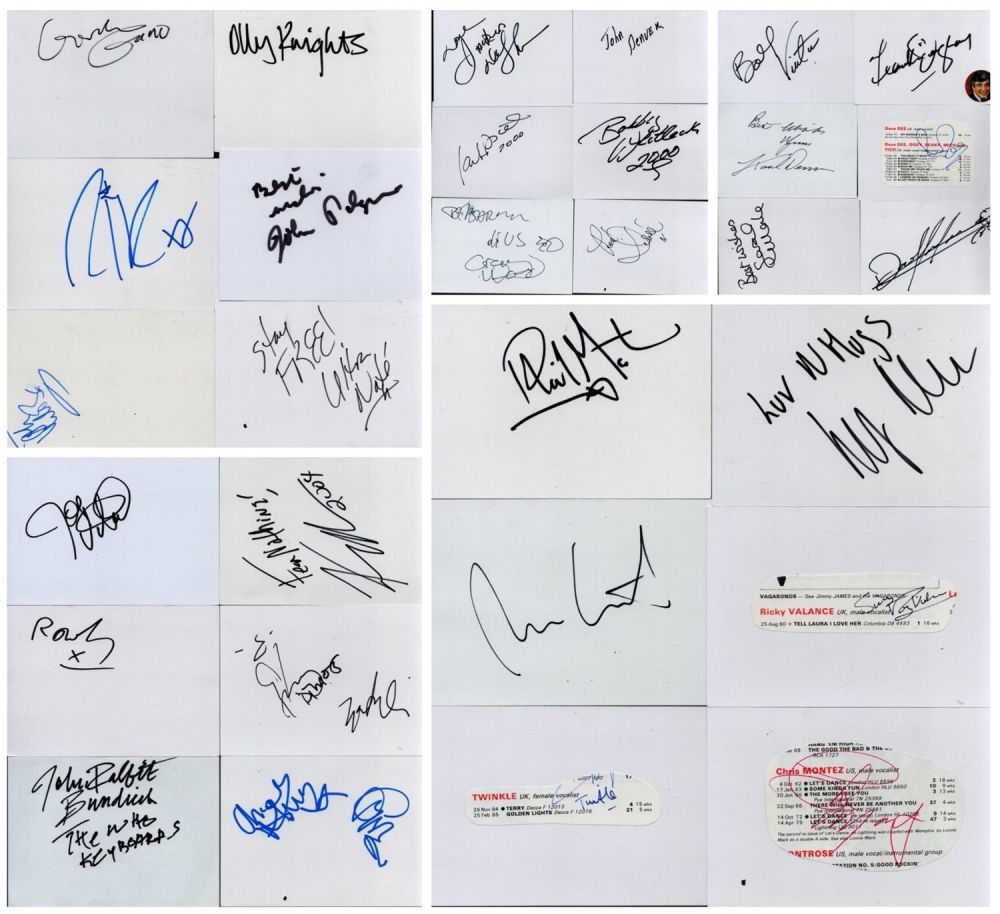 Lot 51: Musicians signed Autograph card signatures such as Sarah...