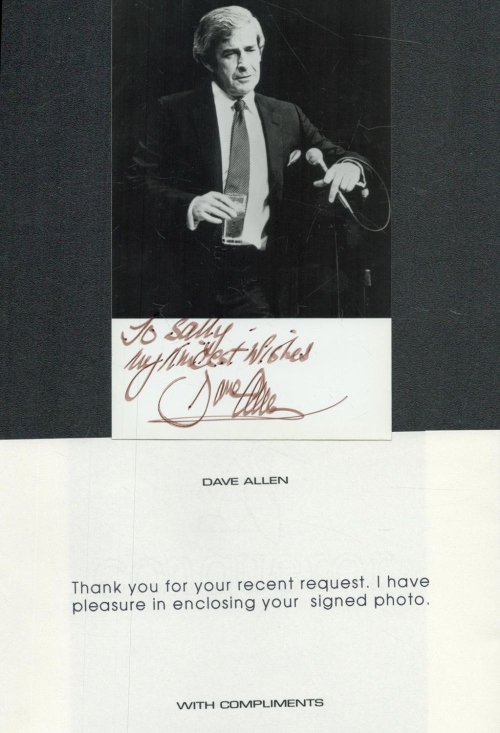 Lot 124: Dave Allen signed 6x4 inch black and white...