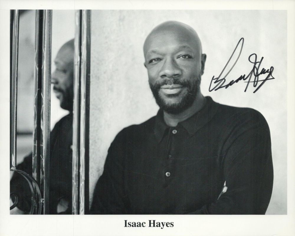Lot 136: Isaac Hayes signed 10x8 inch black and white...