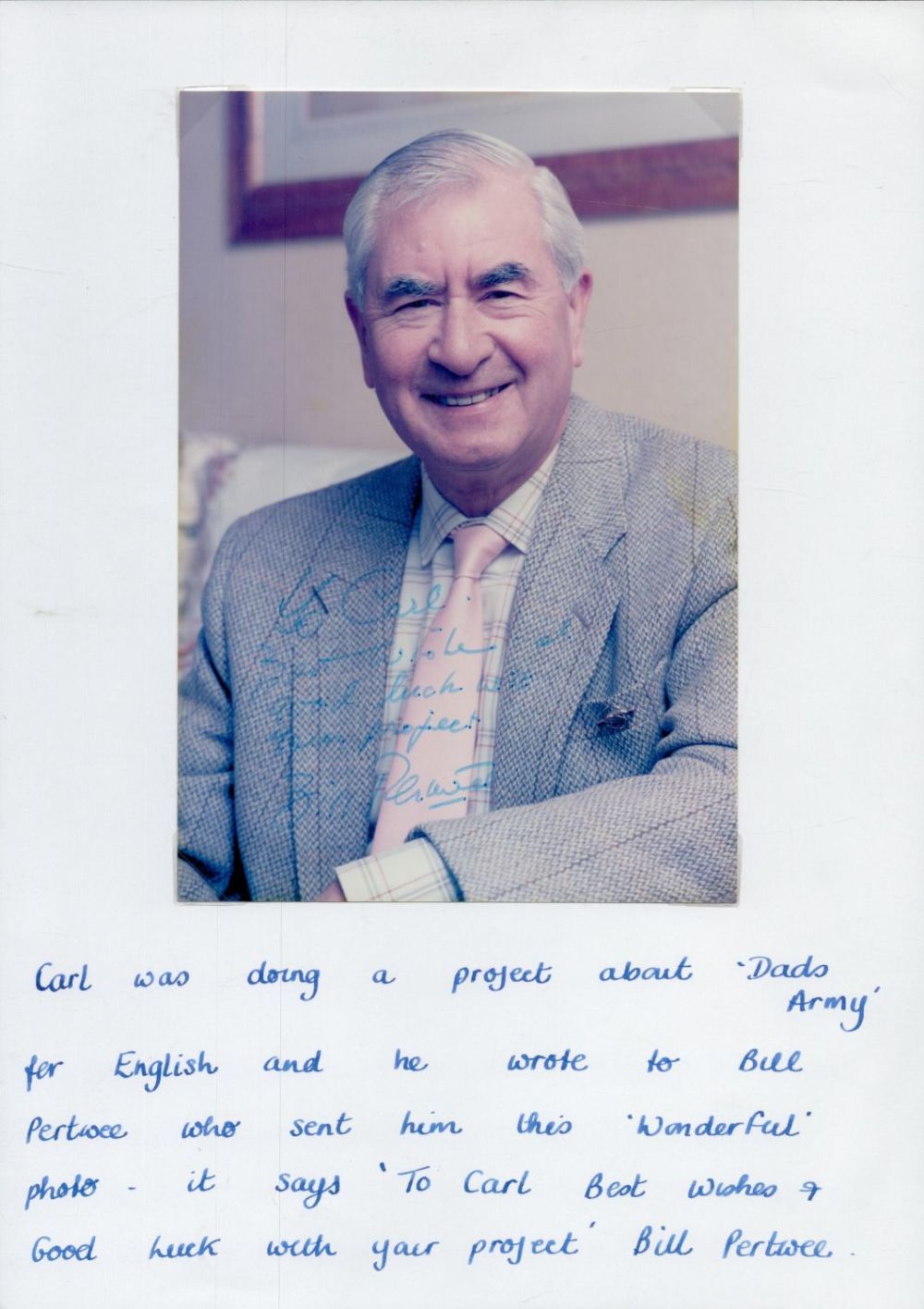 Lot 168: Bill Pertwee signed 7x5 inch colour photo. Dedicated....