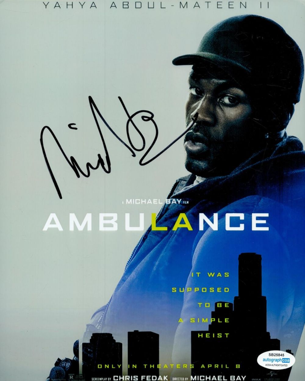 Lot 198: Michael Bay signed 10x8 inch Ambulance colour promo...