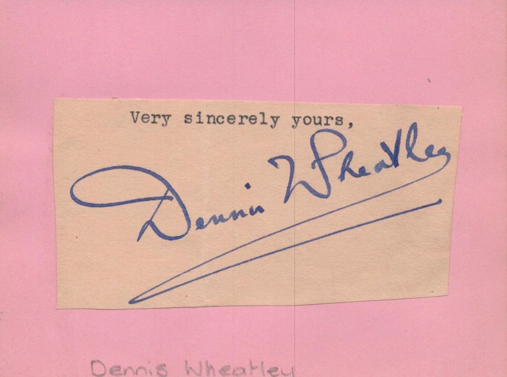 Lot 509: Dennis Wheatley signed album page. Good condition. All...