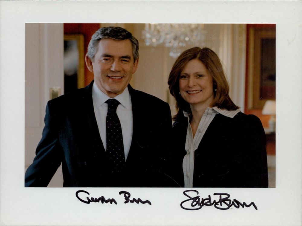 Lot 545: Gordon Brown and Sarah Brown signed 8x6 inch...