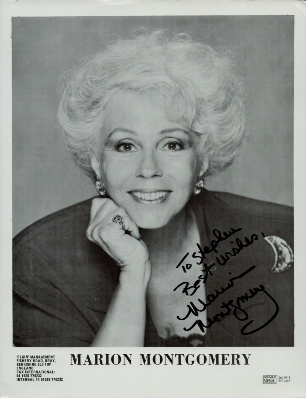 Lot 603: Marion Montgomery signed 10x8inch black and white photo....