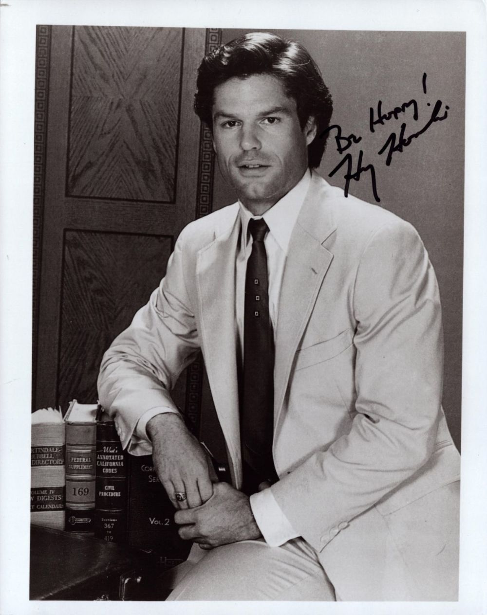 Lot 656: Harry Hamlin signed 10x8 inch black and white...
