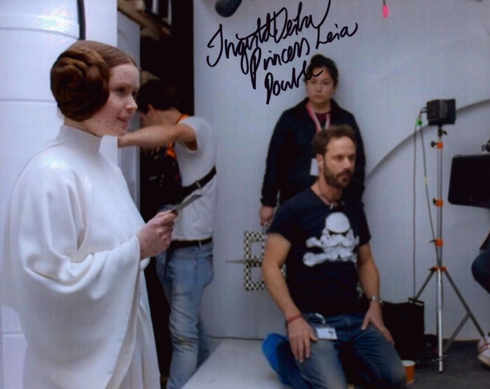 Lot 680: Delia Ingvild signed Star Wars Princess Leia 10x8...