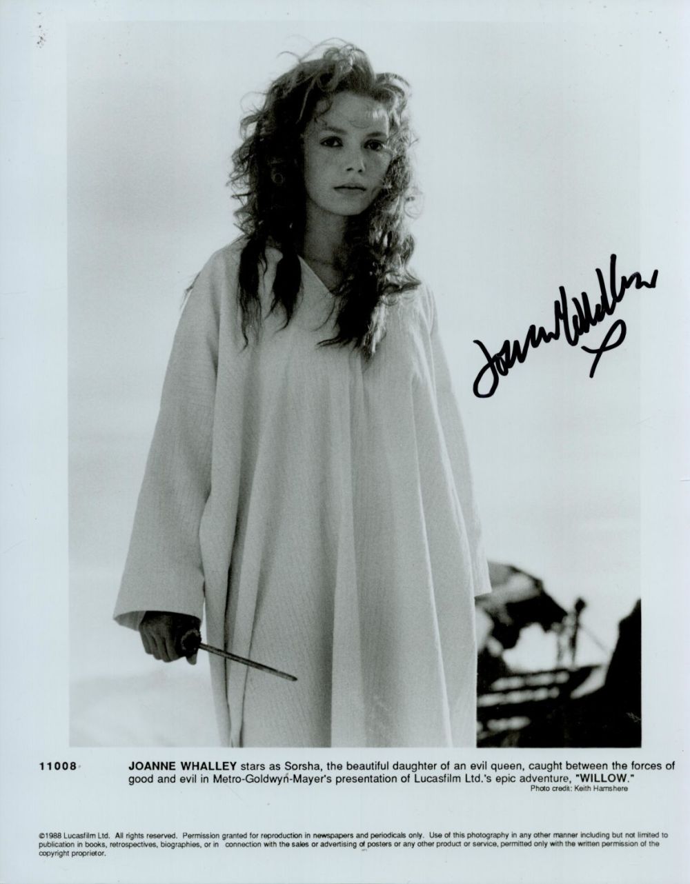 Lot 60: Joanne Whalley signed 10x8 inch ""Willow"" black and...