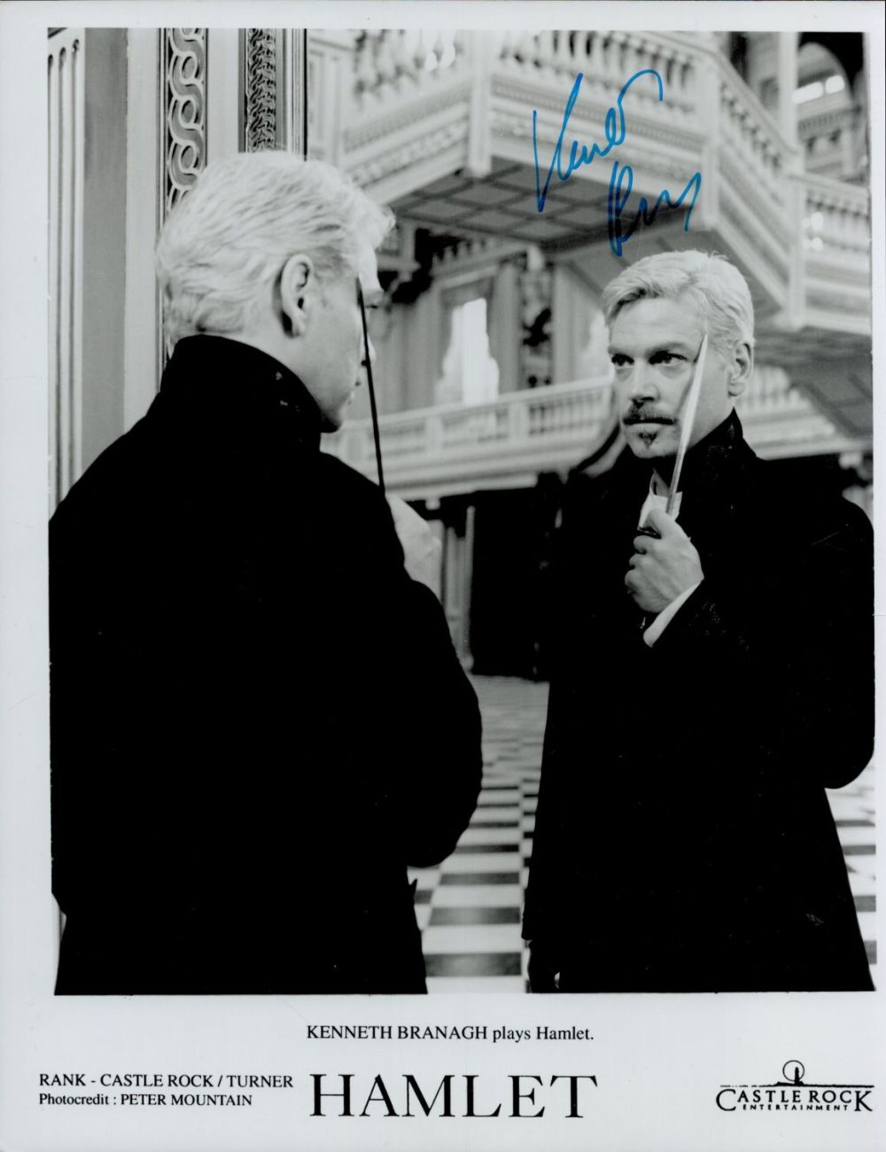 Lot 61: Kenneth Branagh signed 10x8 inch Hamlet black and...