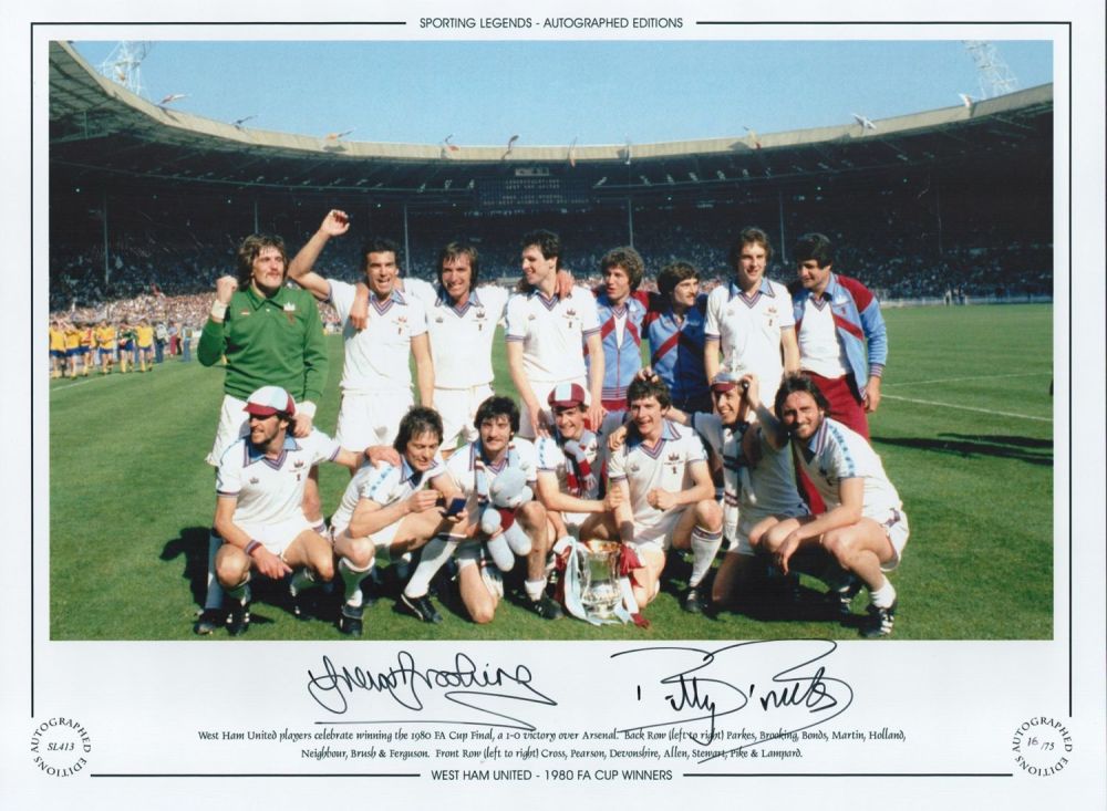 Lot 194: Football. Billy Bonds and Trevor Brooking Signed 16x12...