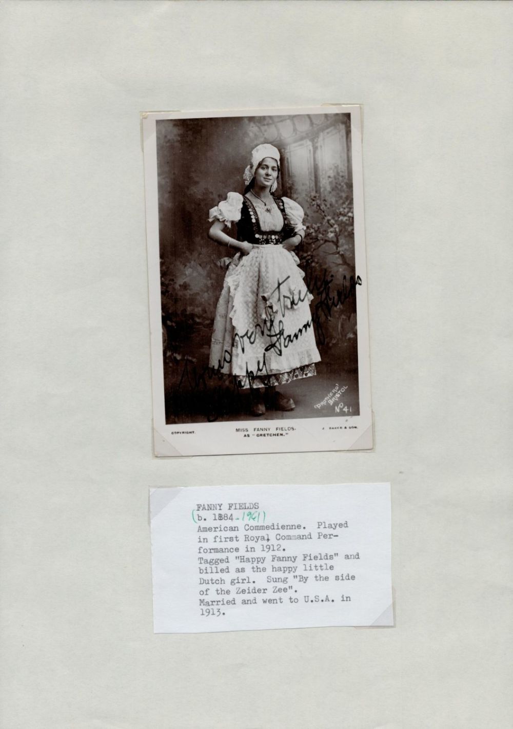 Lot 213: Vintage signed Miss Fanny Fields black & white...