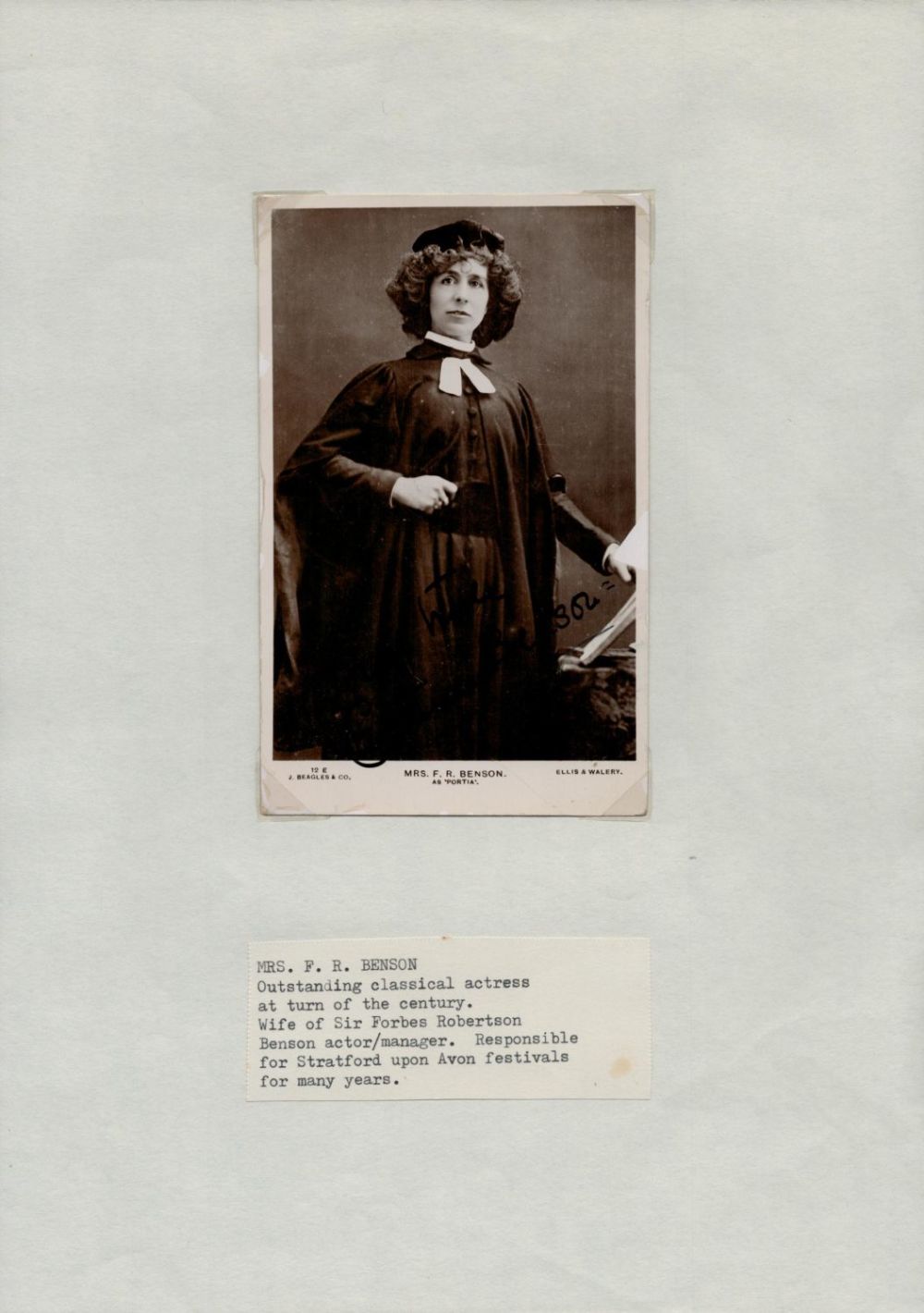 Lot 218: Vintage signed Mrs F. R. Benson black &...