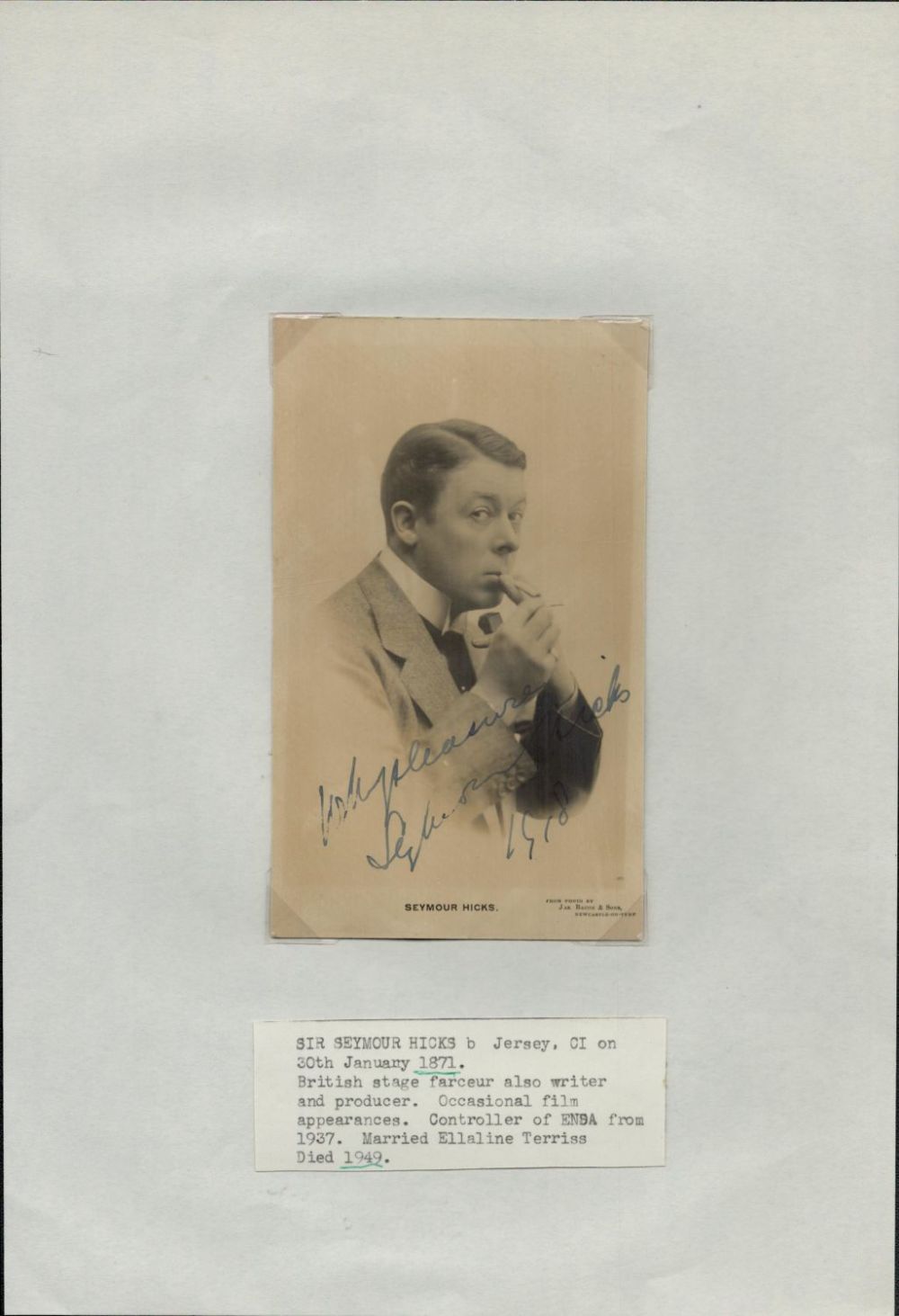 Lot 221: Vintage signed Seymour Hicks black & white photo...