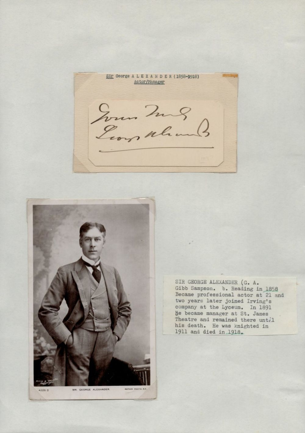Lot 223: Vintage signed Sir George Alexandra black & white...
