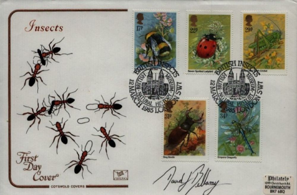 Lot 237: David Bellamy OBE signed FDC Insects. Five Stamps...