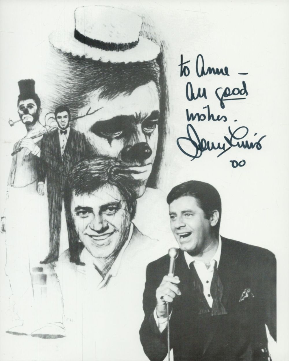 Lot 260: Jerry Lewis signed 10x8 inch black and white...
