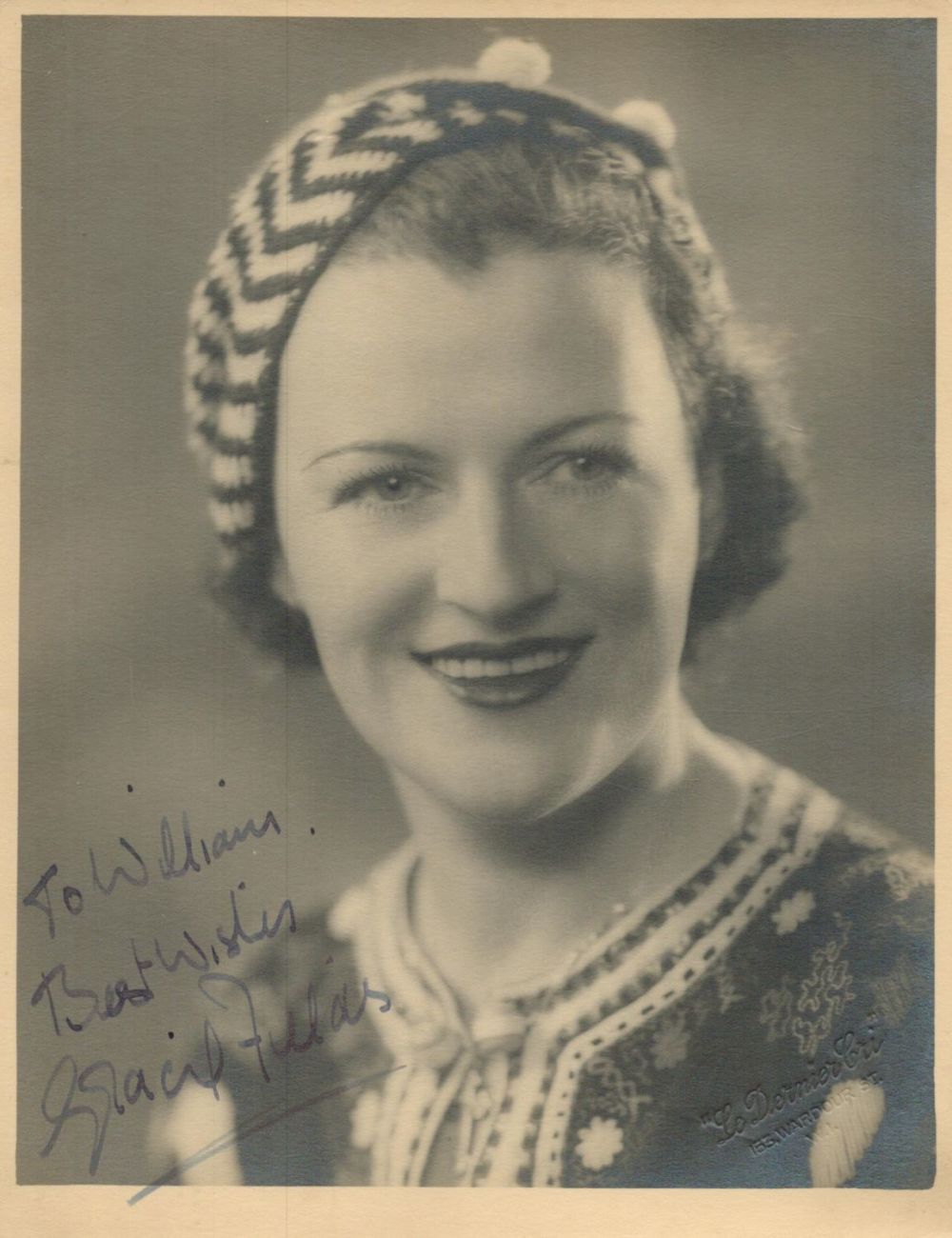 Lot 269: Gracie Fields signed 10x8 inch sepia photo. Dedicated....