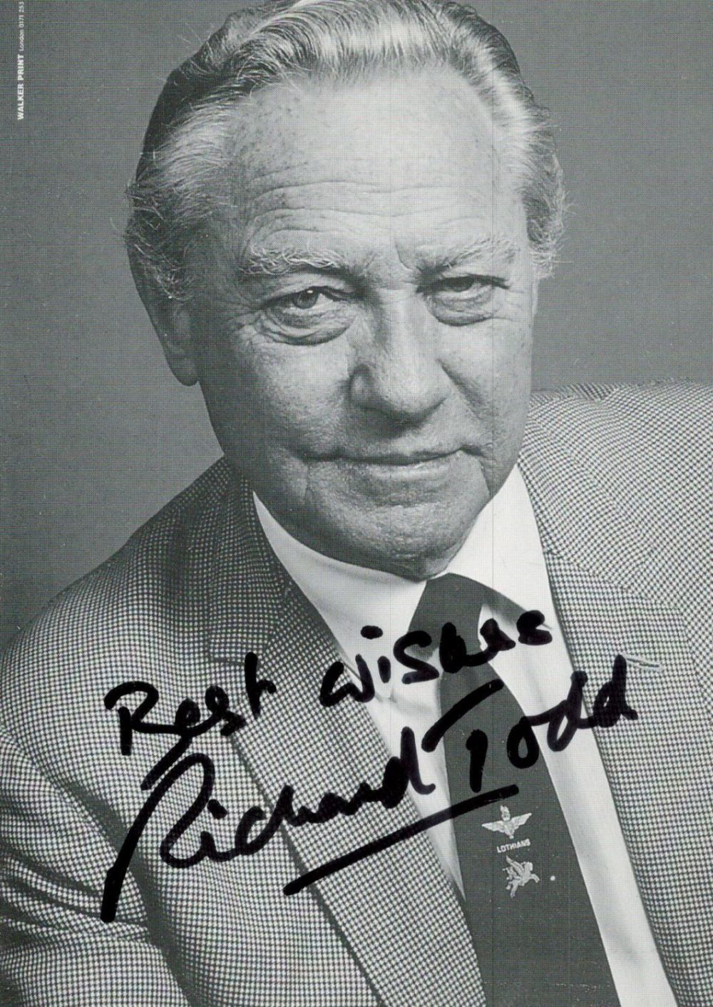 Lot 336: Richard Todd signed 6x4 inch black and white...