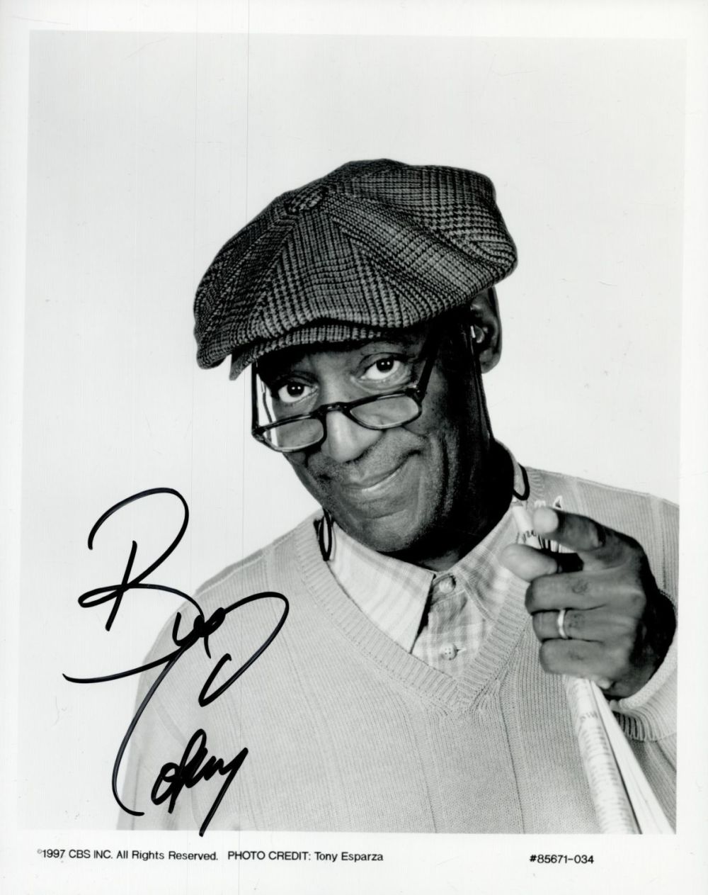 Lot 345: Bill Cosby signed 10x8 inch black and white...