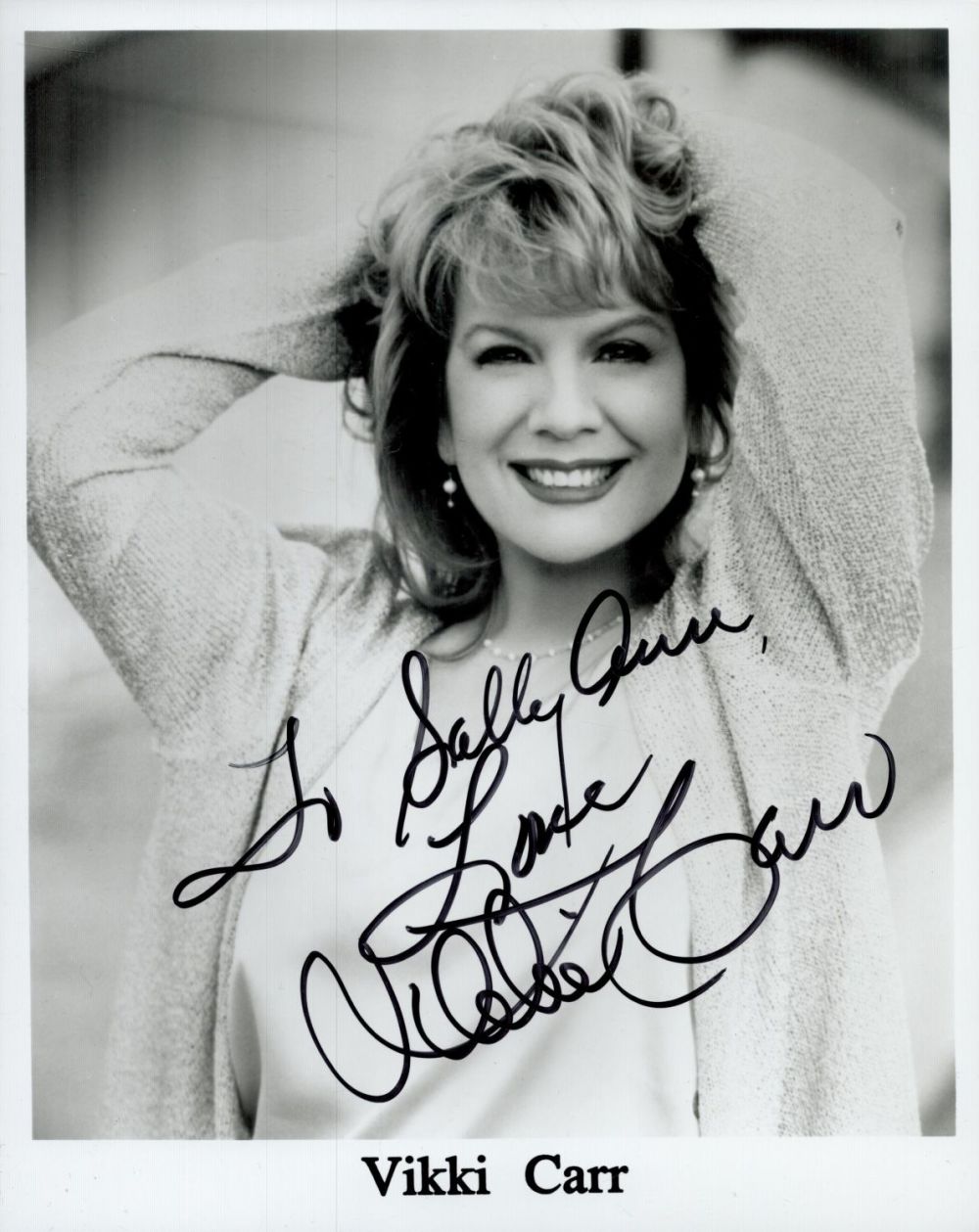Lot 348: Vikki Carr signed 10x8 inch black and white...