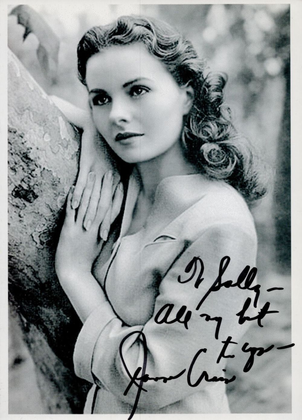 Lot 349: Jeanne Crain signed 8x6 inch approx black and...