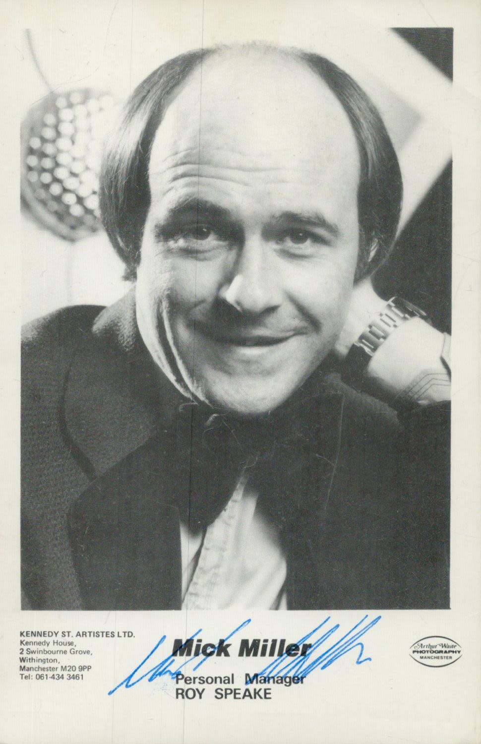 Lot 363: Mick Miller signed 6x4 inch black and white...
