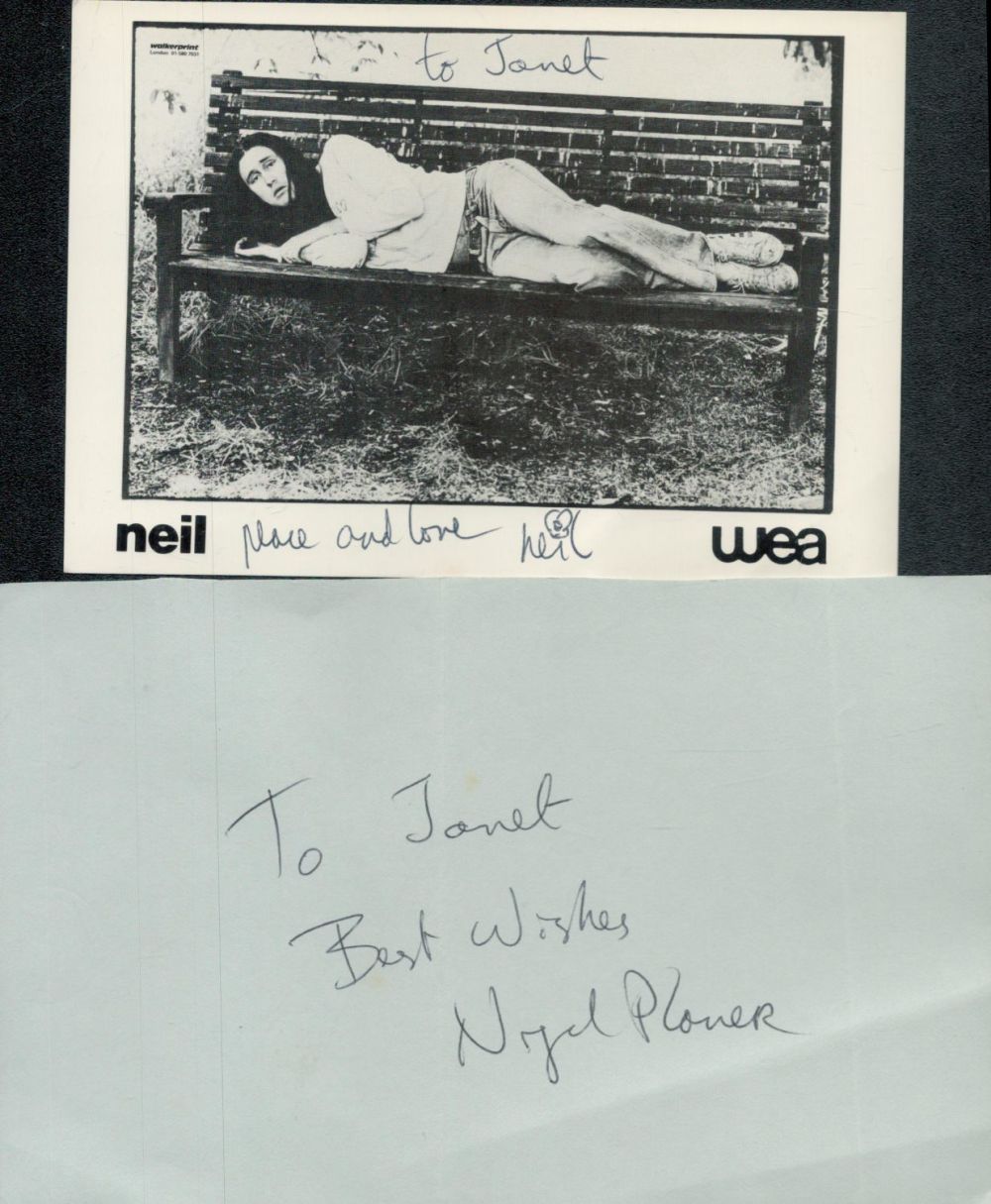 Lot 374: Nigel Planer signed 'Neil' 6x4 inch black and...