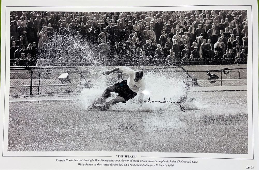 Lot 382: Football, Tom Finney signed 12x18 black and white...