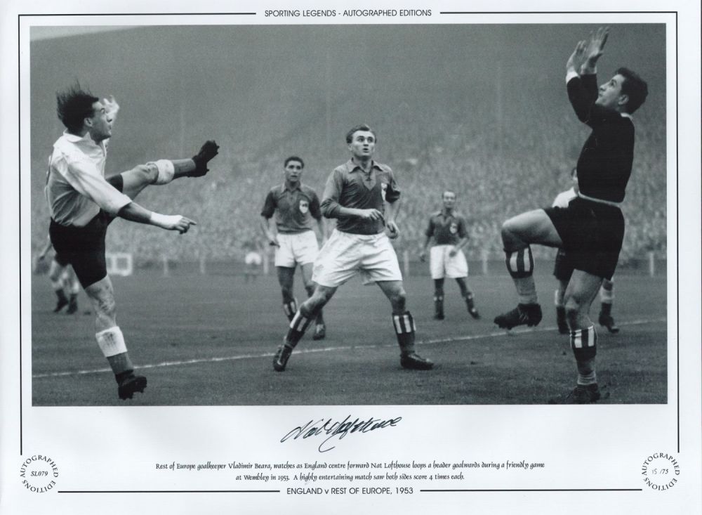 Lot 397: Football. Nat Lofthouse Signed 16x12 black and white...