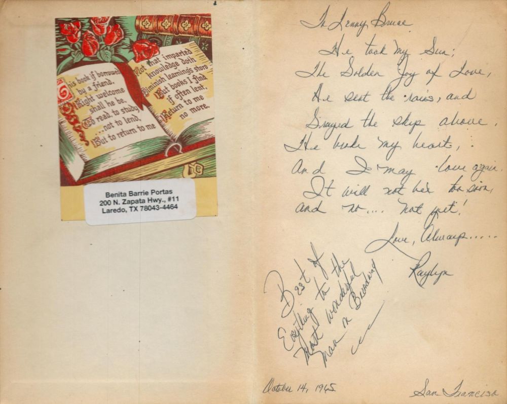 Lot 401: Lenny Bruce inscribed Tears and Laughter hardback book...