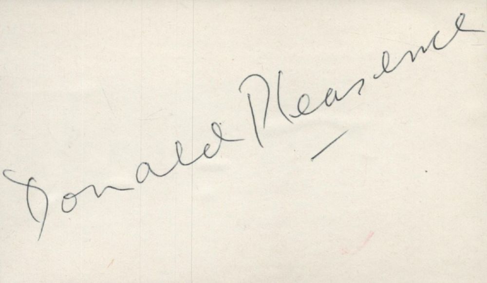 Lot 412: Donald Pleasence signed 5x3 inch approx signed white...