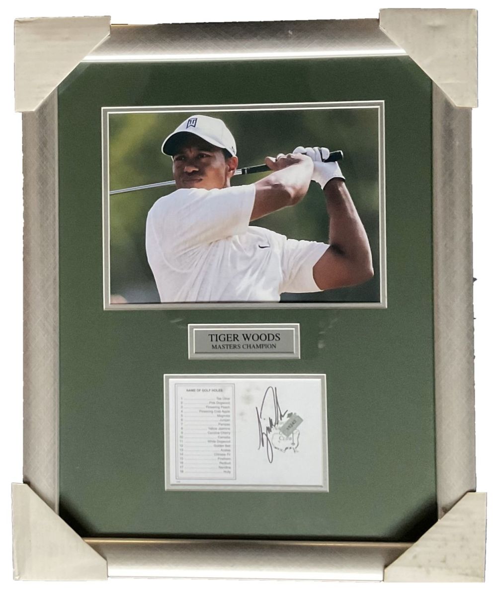 Lot 419: Tiger Woods 22x17 inch approx mounted Masters signature...