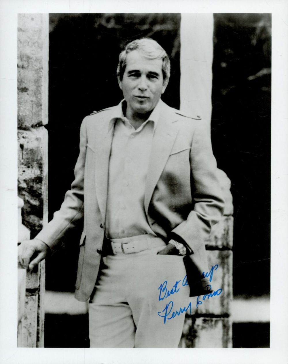 Lot 424: Perry Como signed 10x8 inch black and white...