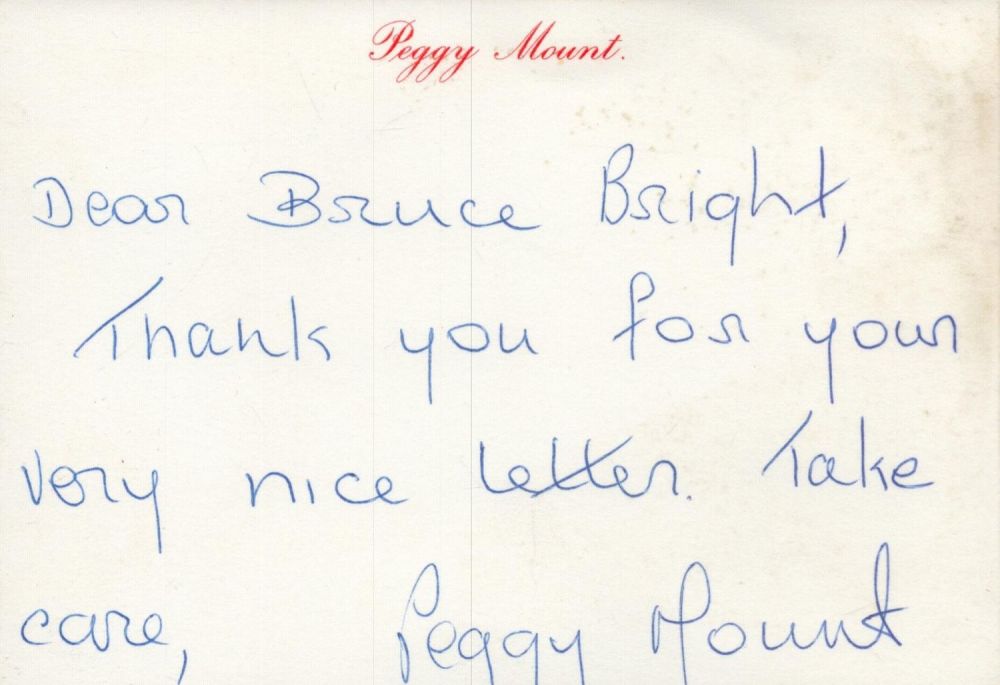 Lot 454: Peggy Mount Hand Signed Letter From The English...