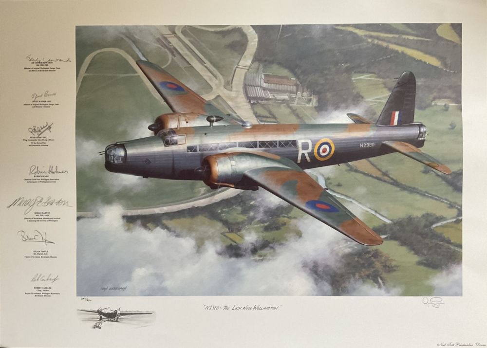 Lot 516: WWII 28X20 inch multi signed colour print titled...