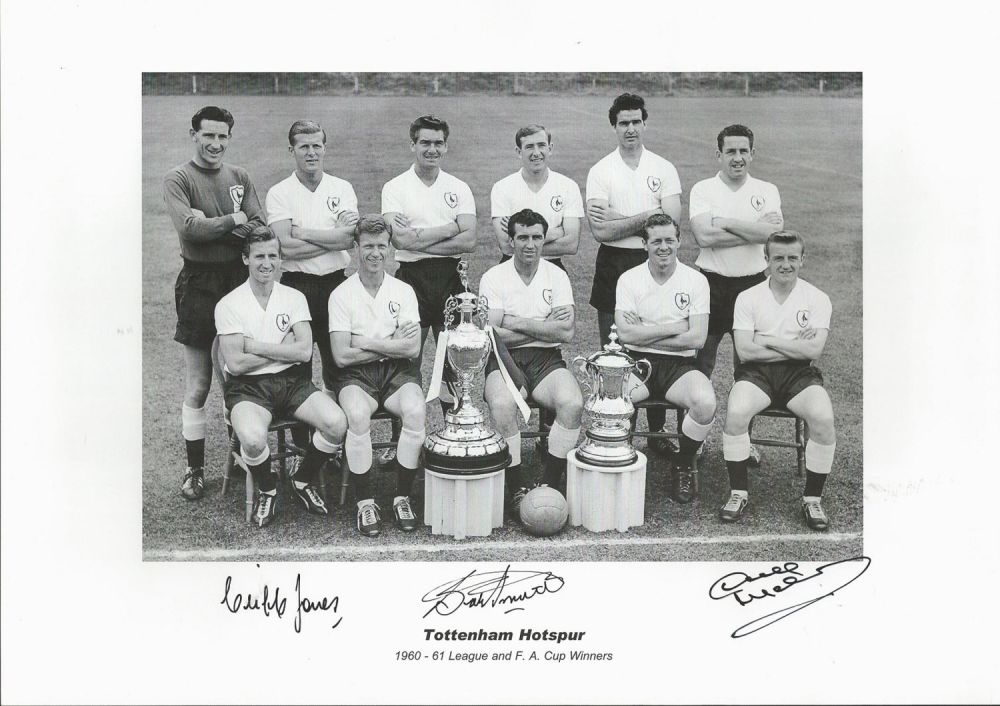 Lot 542: Cliff Jones, Bobby Smith and Dave Mackay signed...