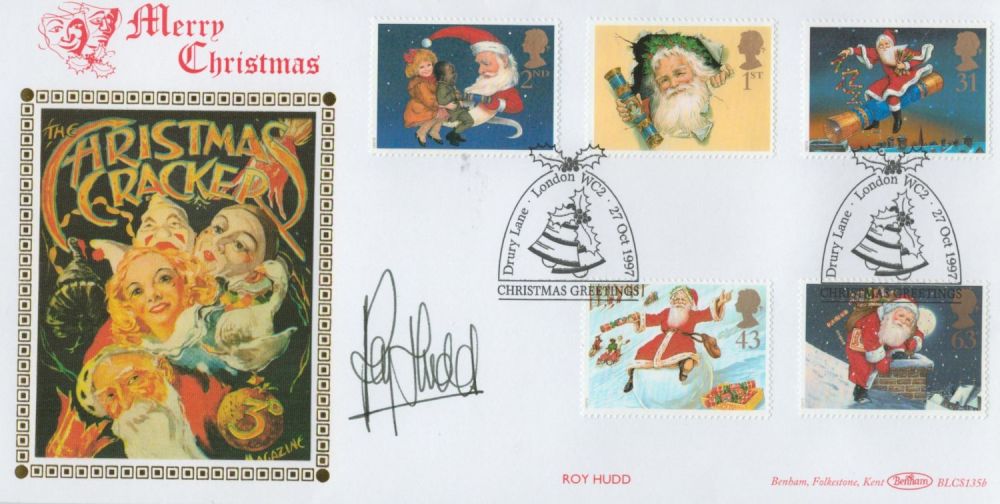 Lot 576: Roy Hudd signed Merry Christmas Benham FDC Double...
