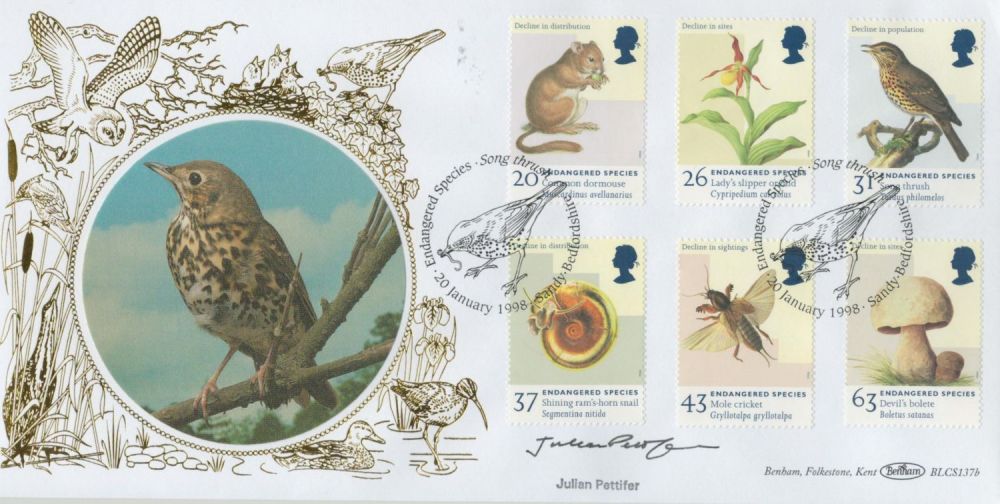 Lot 577: Julian Pettifer signed Endangered Species Benham FDC Double...