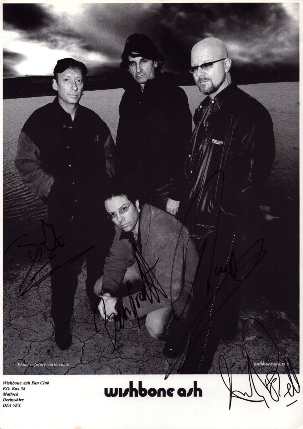Lot 687: Wishbone Ash signed 12x8 inch black and white...