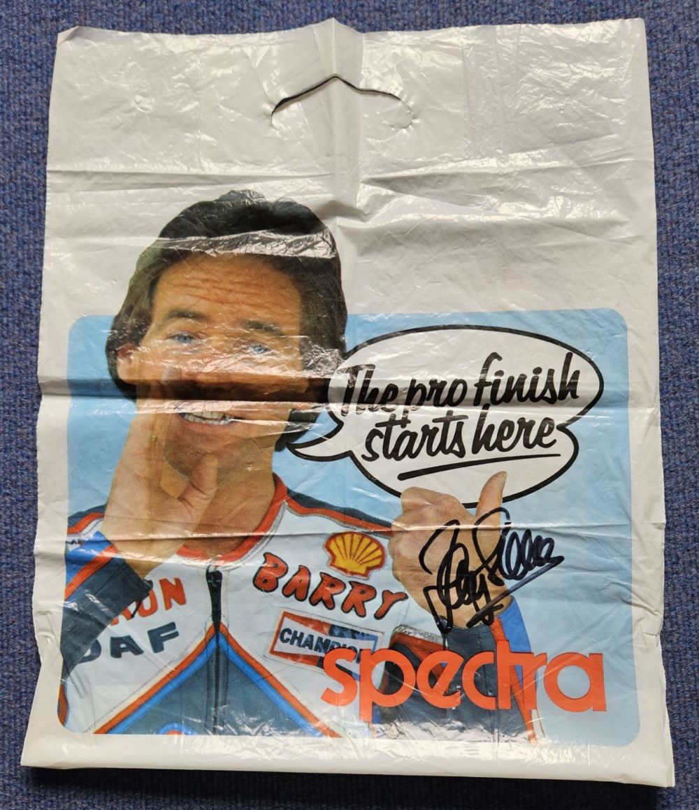 Lot 63: Barry Sheene signed Spectra colour promotional picture plastic...