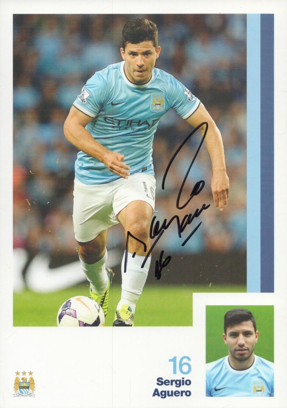 Lot 86: Sergio Aguero signed 8x6 inch Manchester City promo...