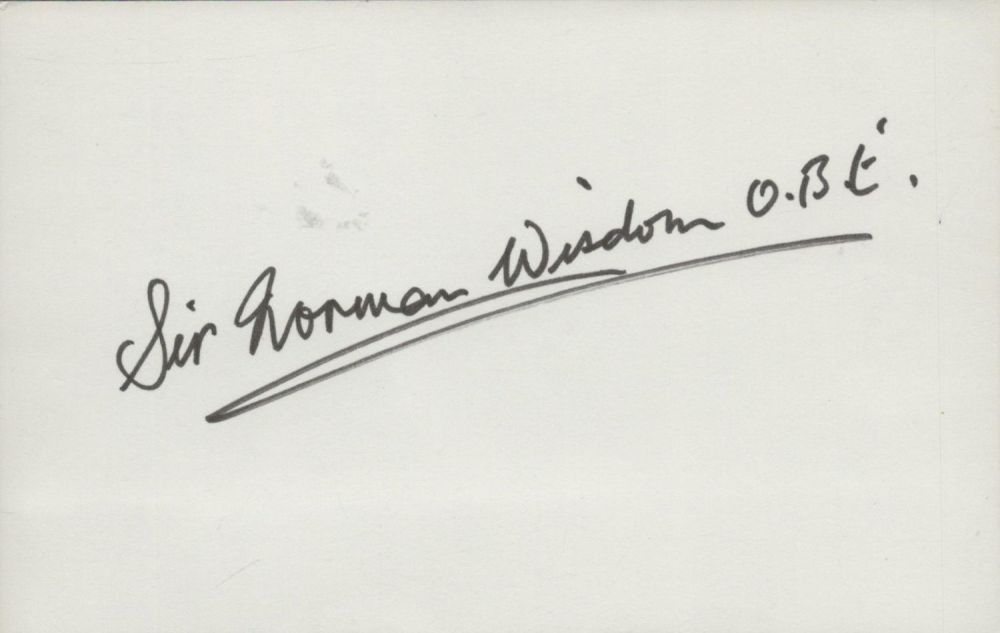 Lot 148: Sir Norman Wisdom signed 6x4inch white card. Good...