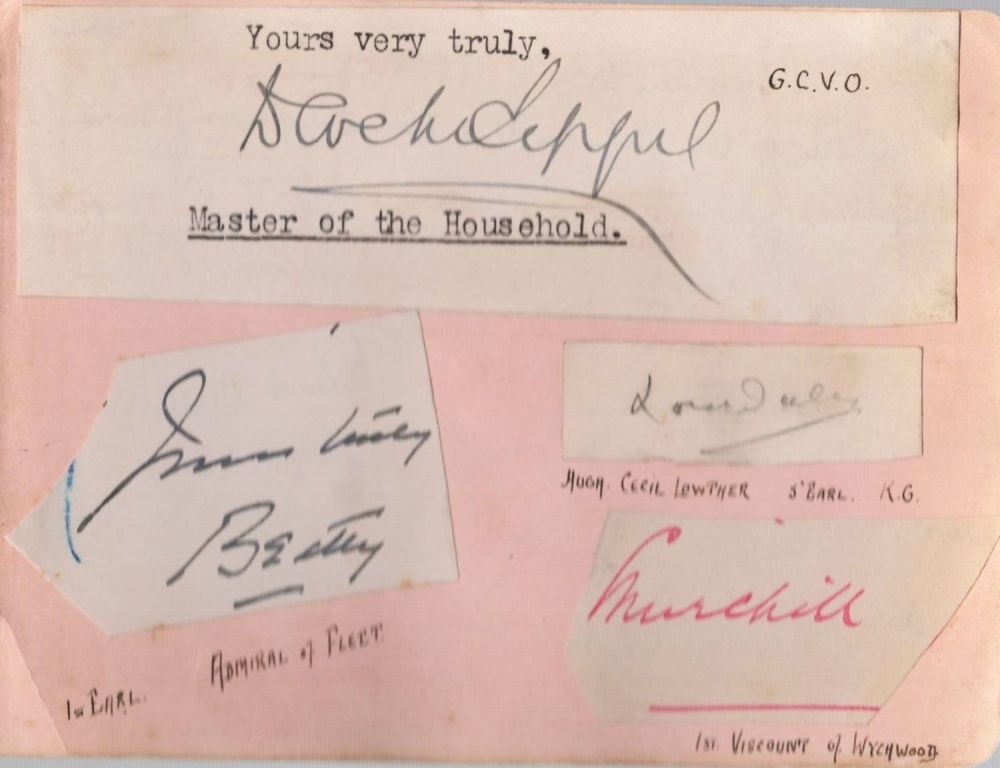 Lot 157: Vintage multi-signed piece with signatures affixed to a...